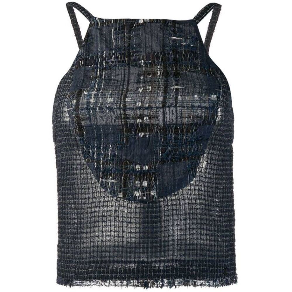 Chanel Sheer Square-Neck Cami Top